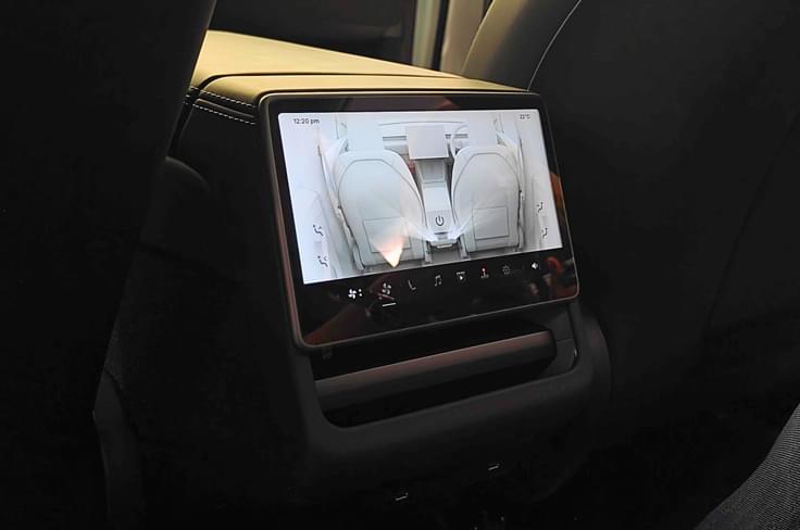 Rear passengers also get an 8.0-inch touchscreen for AC and seat controls. Tesla Model Y rear touchscreen